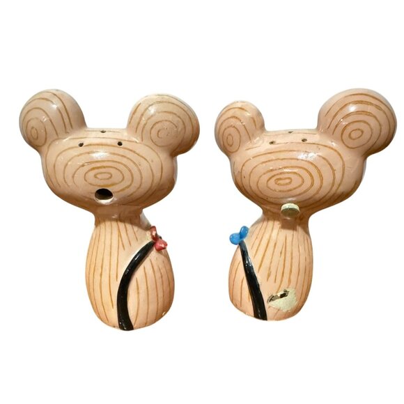 VTG HOLT HOWARD MERRY MICE SALT & PEPPER SHAKERS PINK CERAMIC ANTHROPOMORPHIC - Picture 3 of 6